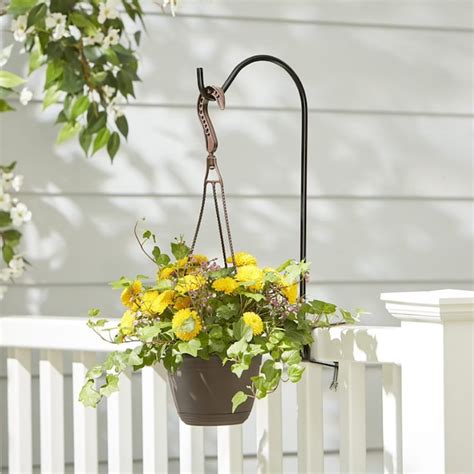 deck mount metal shepherd hook black plant hanging bracket|Style Selections 16.